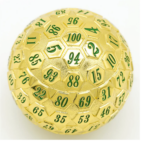 Foam Brain Games 45mm Metal D100 - Gold with Green