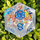 Hymgho 100mm Chonk Resin Sharp Edge D20: Opal with Blue