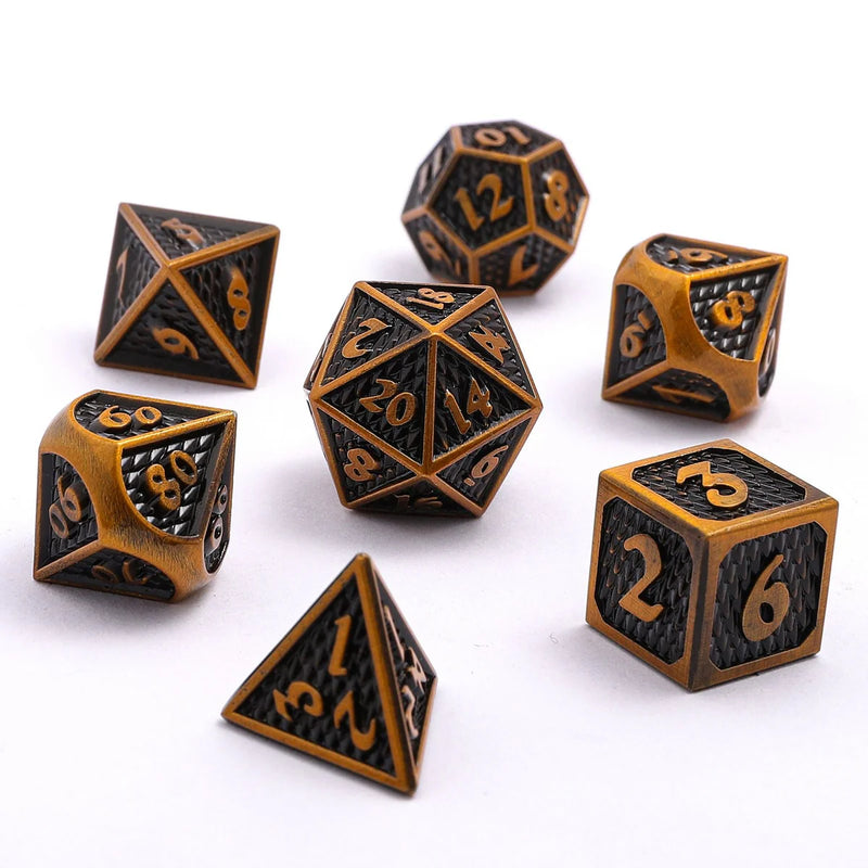 Hymgho: Solid Metal Mini Behemoth Dice set: Ancient Gold