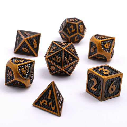 Hymgho: Solid Metal Mini Behemoth Dice set: Ancient Gold