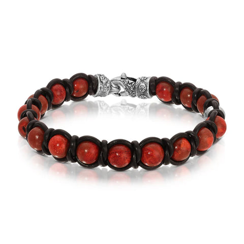 My Fun Colors Bracelets: Red Bamboo Coral/Black