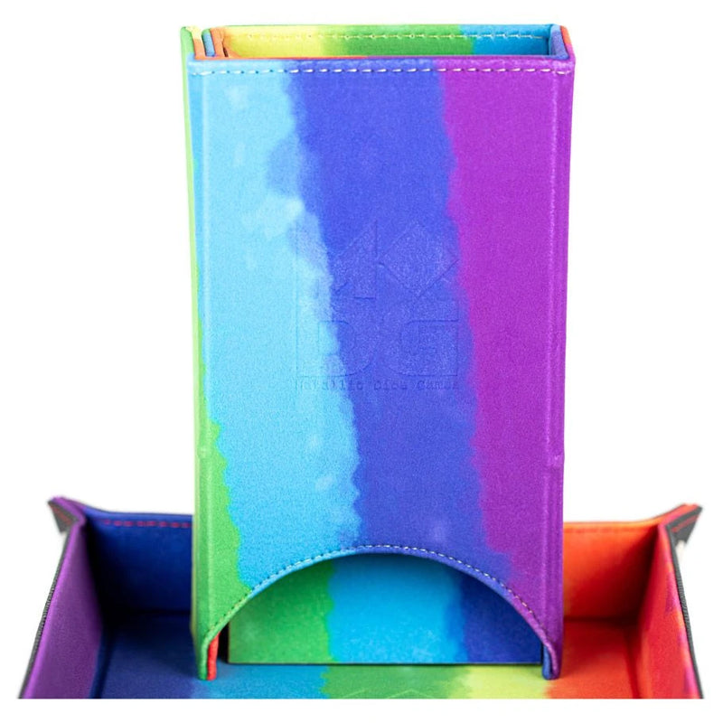 FanRoll: Fold Up Dice Tower: Velvet Watercolor Rainbow