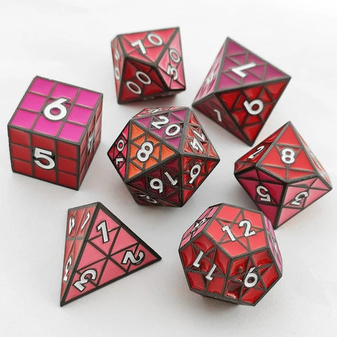 Foam Brain Games: Metal RPG Dice Set: Puzzle Cube: Shades of Red