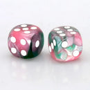 Foam Brain Games 12 Piece Pip D6's: Pink and Green Pearlescent