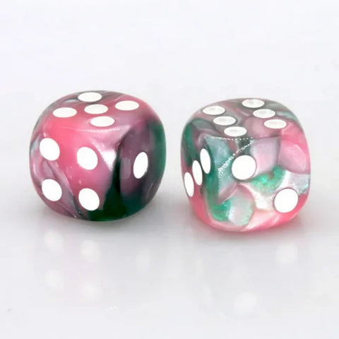 Foam Brain Games 12 Piece Pip D6's: Pink and Green Pearlescent