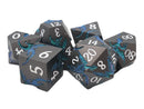 Old School Metal 7 Dice Set: Soaring Dragon: Matte Black with Green