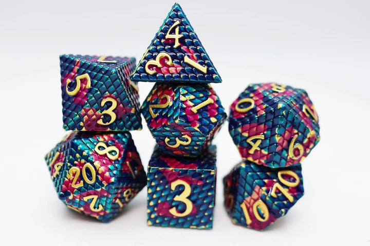 Foam Brain Games: Metal RPG Dice Set: Dragon Scale: Golden