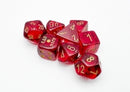 Chessex Lab Dice Translucent: Crimson/Gold 7-Die set