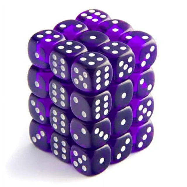 Chessex Translucent: 12MM D6 Purple/White (36)