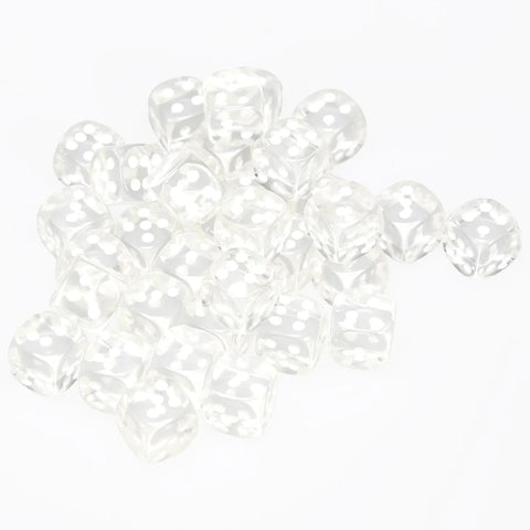 Chessex Translucent: 12MM D6 Clear/White (36)