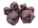 Old School Metal 7 Dice Set: Orc Forged: Matte Black with Red