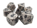 Old School Metal 7 Dice Set: Orc Forged: Ancient Silver with Black