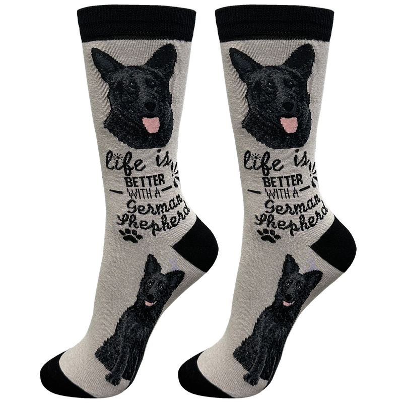 Life is Better Socks: German Shepherd Black