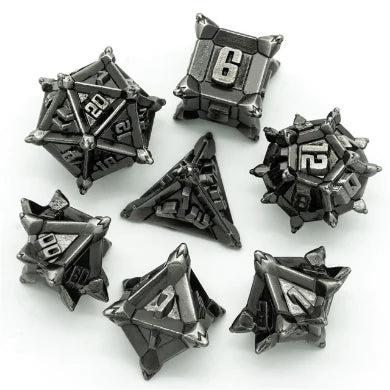 Foam Brain Games: Warrior's Flail: Metal RPG Dice Set: Silver