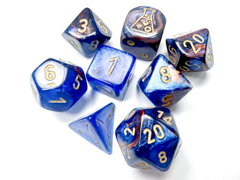 Chessex Lab Dice Lustrous: Azurite/Gold  7 Dice Set