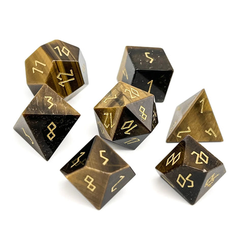 Norse Foundry 7 Die Gemstone RPG Dice Set: Tiger's Eye