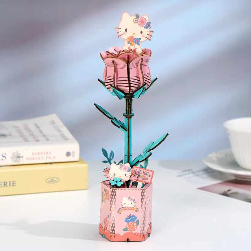 Hands Craft 3D Wooden Puzzle: Hello Kitty: Pink Rose