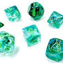 Chessex Lab Dice Borealis: Kelp/Light Green 7 set