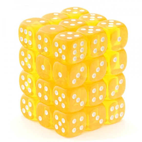 Chessex Translucent: 12MM D6 yellow/White (36)