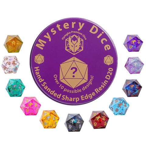 Hymgho: Mystery Dice: Hand Sanded Sharp Edge Resin D20