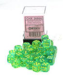 Chessex Gemini: 12MM D6 Green-Teal/Yellow (36)