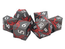 Old School Metal 7 Dice Set: Soaring Dragon: Matte Black with Red