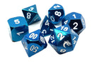 Old School Metal 7 Dice Set: Halfling Forged: Electric Blue