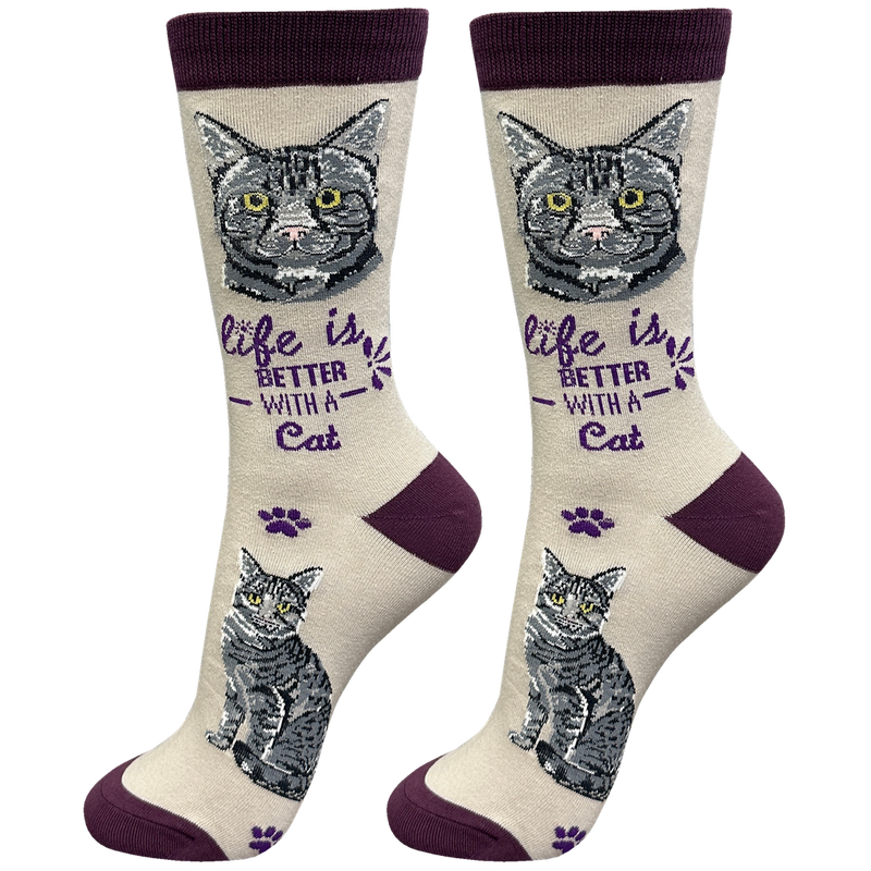 Life is Better Socks: Tabby Silver