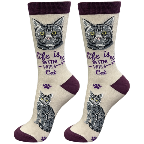 Life is Better Socks: Tabby Silver