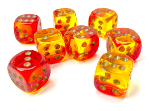 Chessex Gemini: 12MM D6 Red-Yellow/Gold (36)