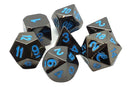 Old School Metal 7 Dice Set: Halfling Forged: Black Nickel with Blue