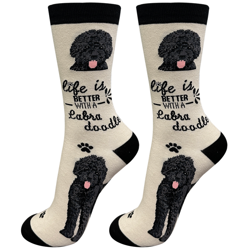 Life is Better Socks: Labradoodle Black