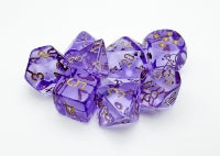 Chessex Lab Dice Translucent: Lavender/Gold 7-Die set
