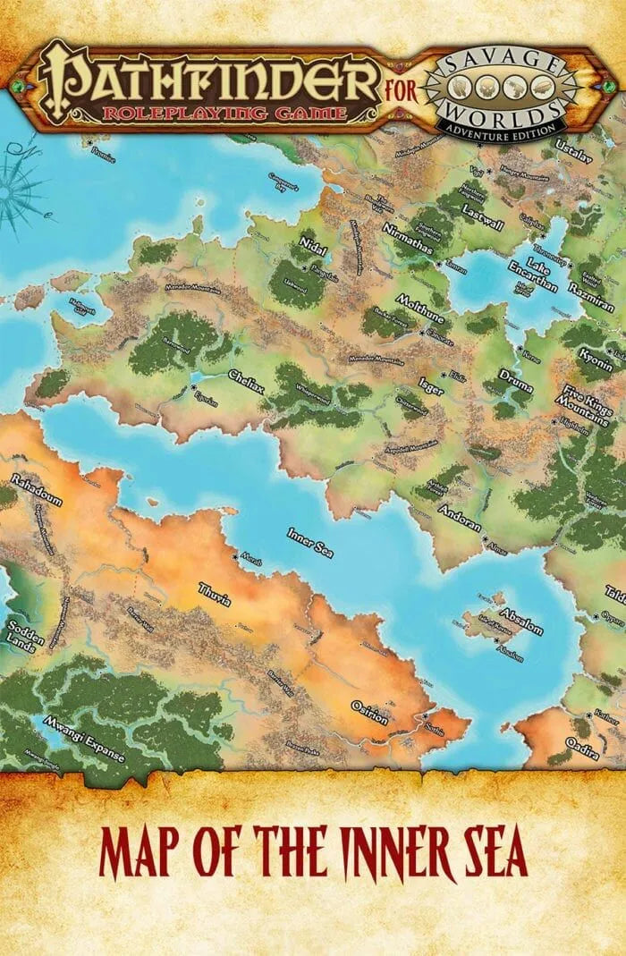 Pathfinder for Savage Worlds RPG: Inner Sea Poster Map