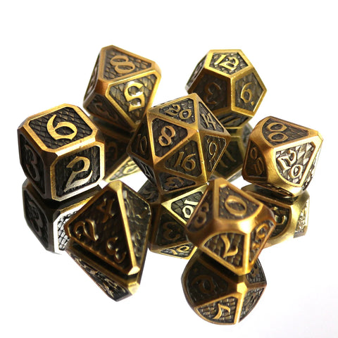 Die Hard Dice 7 Die Metal Dice Set: Drakona Eldric Electrum