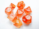 Chessex Lab Dice Borealis: Blood Orange/White  7 set