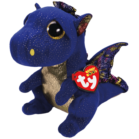 TY: Beanie Boos: Medium: Saffire (Blue Speckled Dragon)