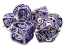 Old School Hollow Metal 7 Dice Set: All Seeing Eye: Silver with Purple