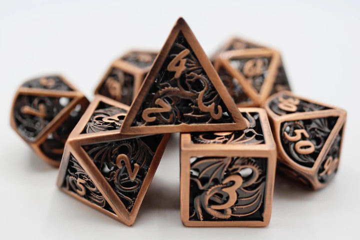 Foam Brain Games: Metal RPG Dice Set: Dragon Essence Hollow: Copper