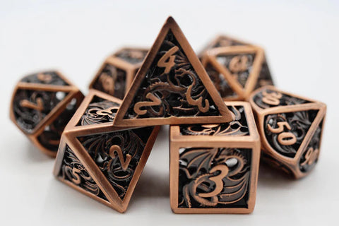Foam Brain Games: Metal RPG Dice Set: Dragon Essence Hollow: Copper