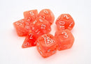 Chessex Lab Dice Translucent: Neon Orange/White 7-Die set