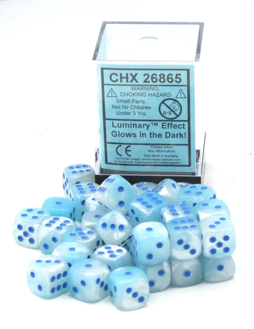 Chessex Gemini: 12MM D6 Pearl Turquoise-White/Blue (36)
