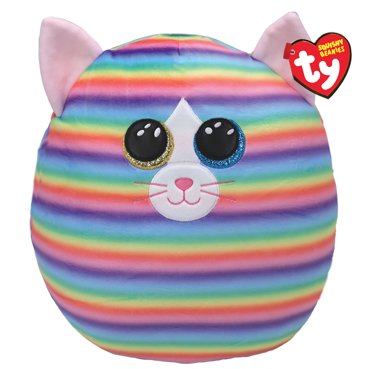TY: Squishy Beanies: Large: Heather (Pastel Striped Cat)