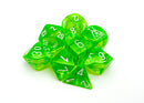 Chessex Lab Dice Translucent: Rad Green/White 7-Die set