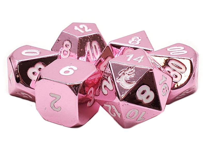Old School Metal 7 Dice Set: Halfling Forged: Electric Pink