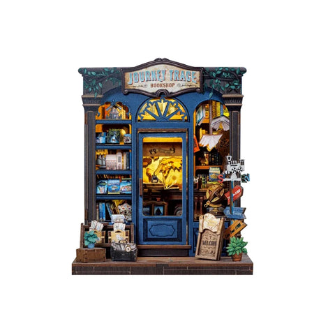 Hands Craft: 3D Wooden Puzzle: DIY Miniature Book Nook: Journey Trace Bookshop