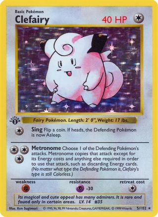 Clefairy  - Unlimited Holofoil Base Set Shadowless - Holo Rare