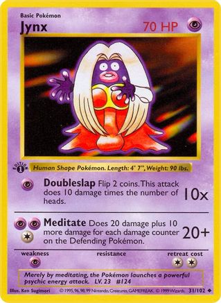Jynx 031  - Unlimited Base Set Shadowless - Uncommon