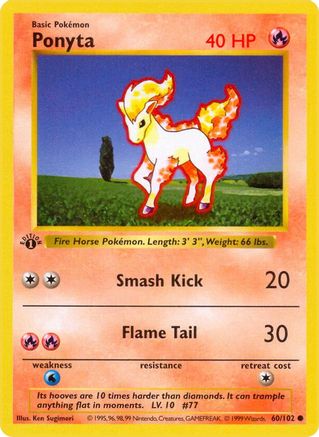 Ponyta 060  - Unlimited Base Set Shadowless - Common