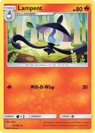 Lampent 012/145  - Reverse Holofoil SM  Guardians Rising - Uncommon